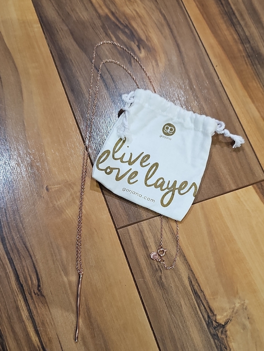 Gorjana Rose Gold Long Bar Layer Necklace
